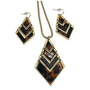 T+J Designs Tortoise Shell Chevron Necklace & Earring Set *NEW*